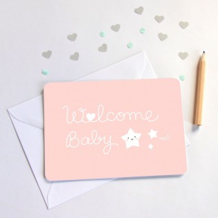 Carte " Welcome baby " rose de Zü (ZU)