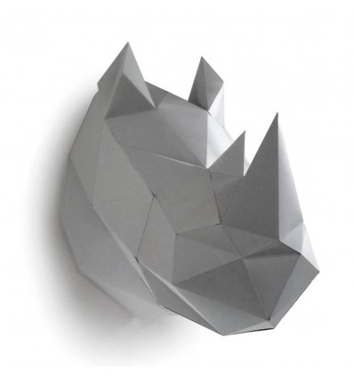 Kit de pliage papier trophée Rhinocéros gris - Assembli
