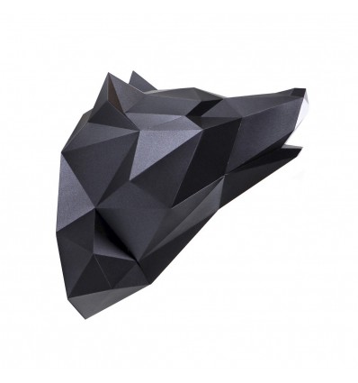 Kit de pliage papier trophée loup noir - Assembli