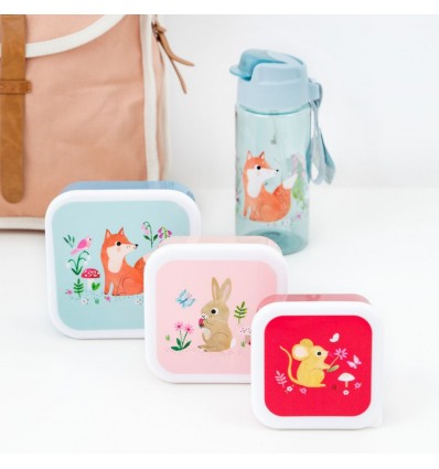 Set de 3 boîtes à goûter bleues Woodland - Petit Monkey