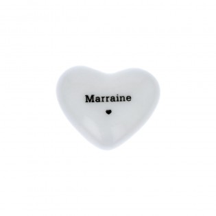 Coeur en porcelaine "Marraine"