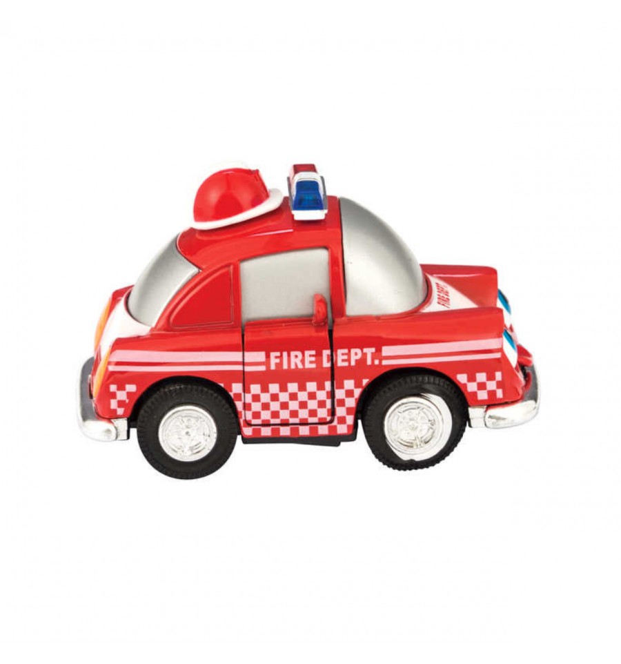 Voiture miniature – 1 Voiture de police et pompiers,sirène,lumières, en  métal avec moteur à rétrofriction. –