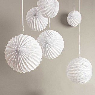 Set de 3 lampions blancs en papier - RIco Design