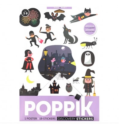 Mini poster & stickers Boo Halloween - Poppik