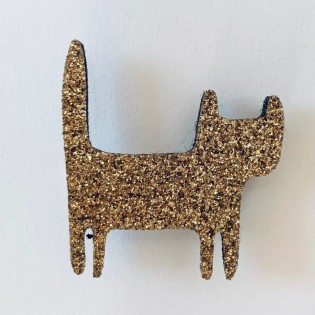 Broche chat doré à paillettes - Les Petites Hirondelles