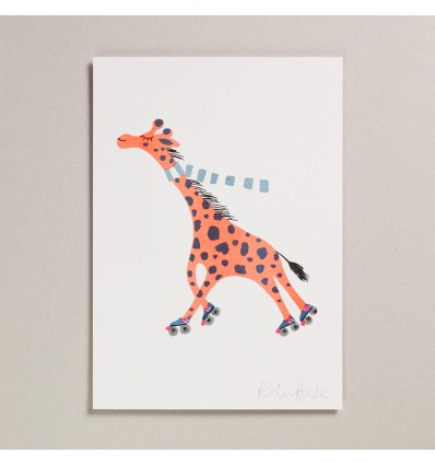 AFFICHE A4 RISOGRAPHIE GIRAFE