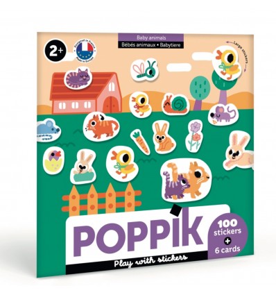Mes 100 premiers stickers Bébés Animaux - Poppik