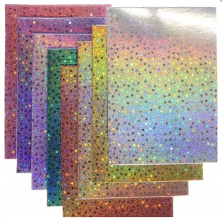 Set de 8 cartes et enveloppes étoiles holographiques - Rico Design