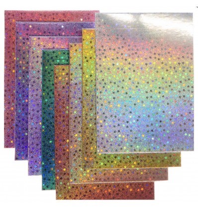 Set de 8 cartes et enveloppes étoiles holographiques - Rico Design