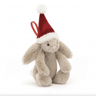 Peluche mini lapin de Noël à accrocher - Jellycat