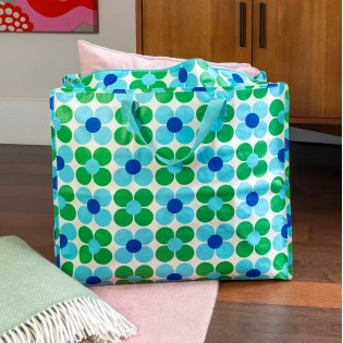Grand sac de rangement fleurs bleues et vertes - Rex London