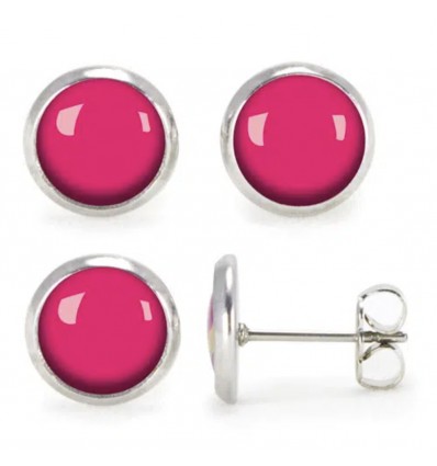 Boucles d'oreilles unie rose fluo magenta - Emilie Fiala