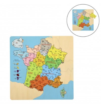 Puzzle carte des régions françaises en bois