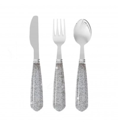 Set de 3 couverts Argent Pailleté - Konges Slojd