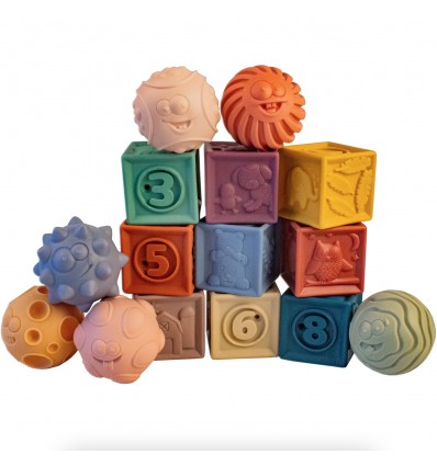 Set de 15 cubes et balles en silicone - Magni